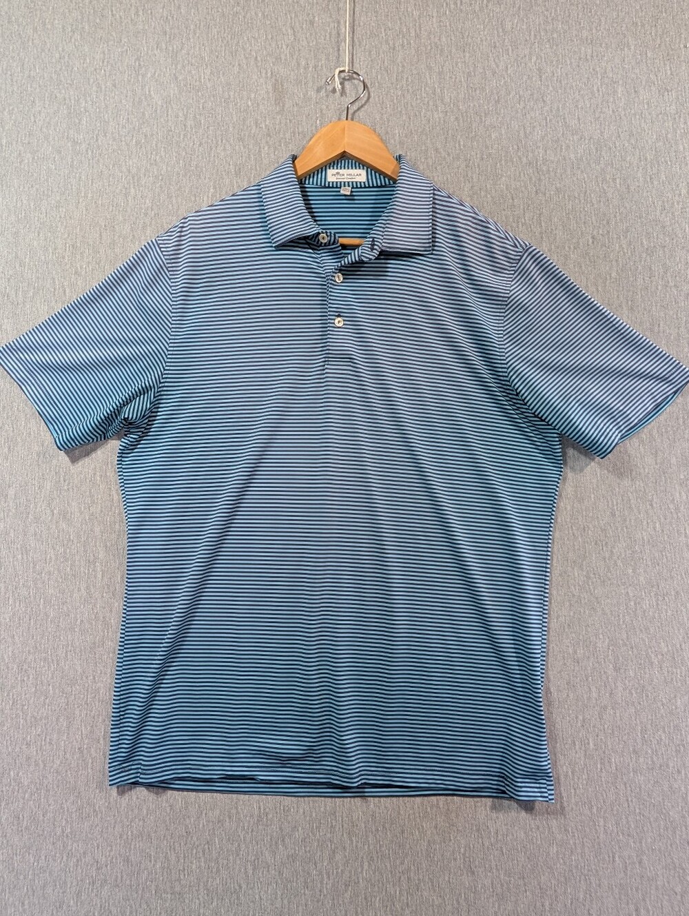 Peter Millar Summer Comfort Striped Polo Golf Shirt Men's Medium Blue